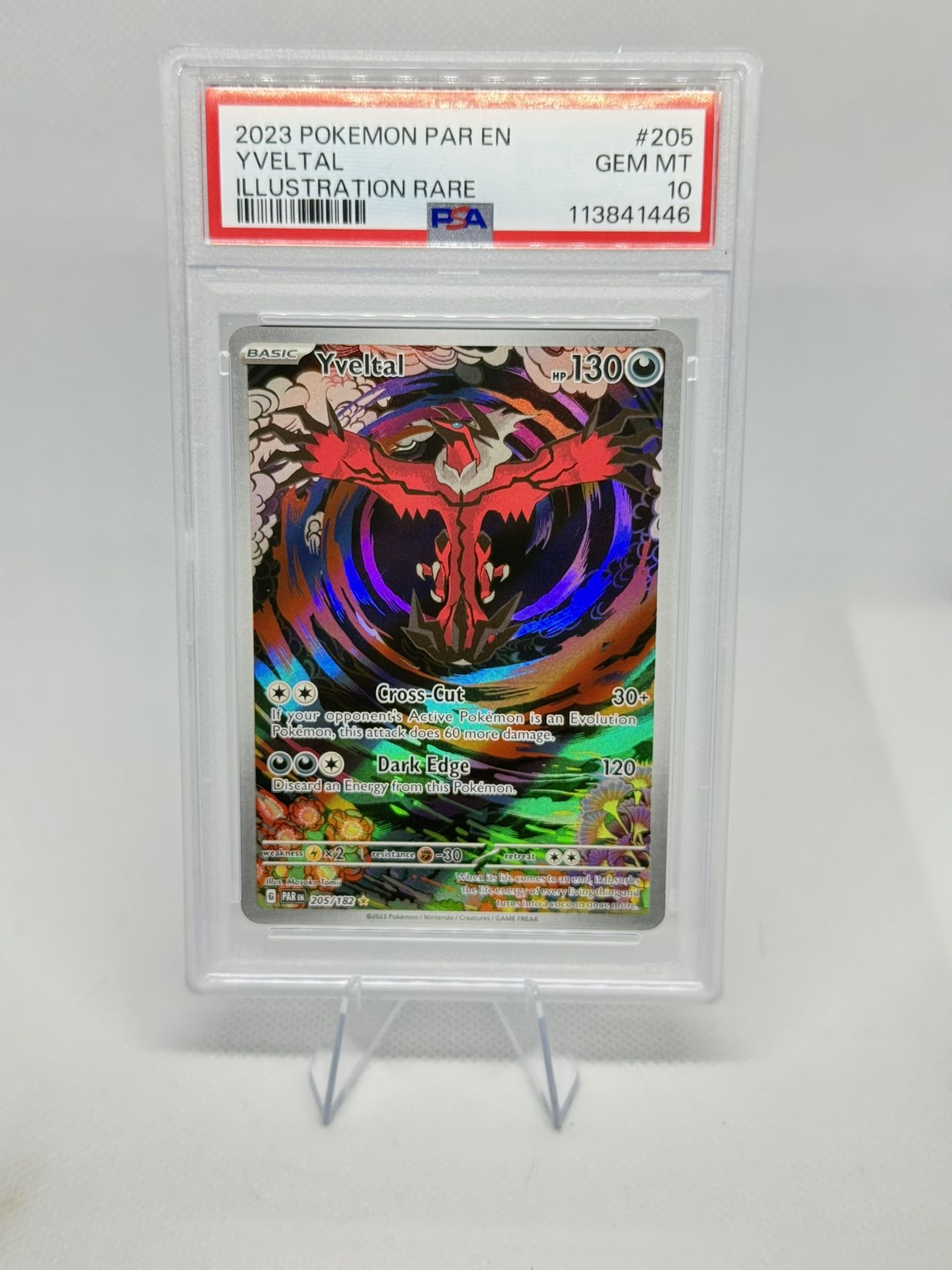 Pokemon 2023 SV Paradox Rift Yveltal Illustration Rare Card 205/182 PSA 10