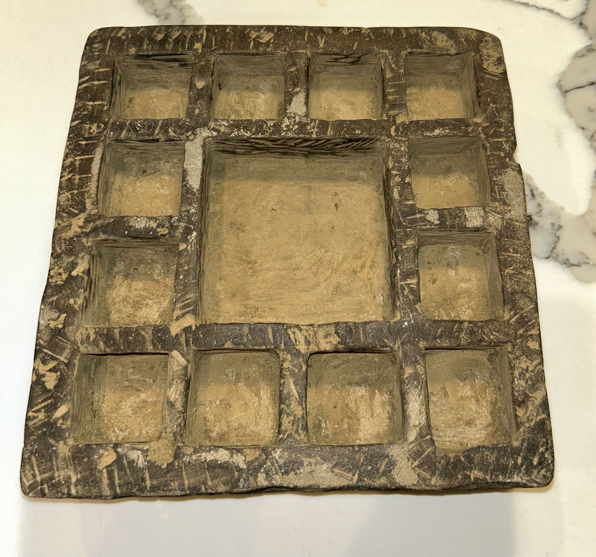 Antique Primitive Handmade 13 Compartment Spice Tray