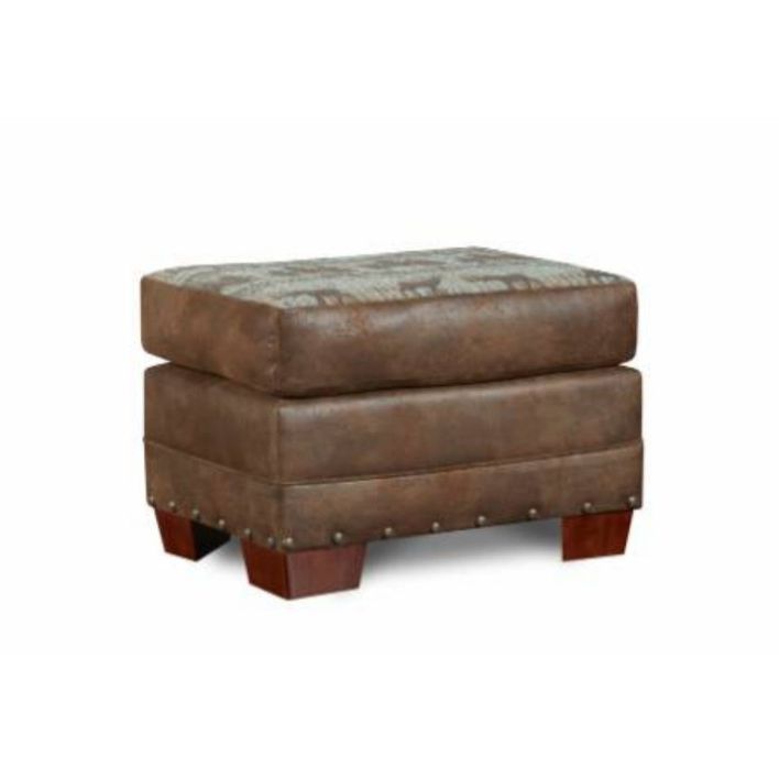 NEW!
Lodge Ottoman w/ Deer Teal Tapestry & Leather-look Microfiber Fabric