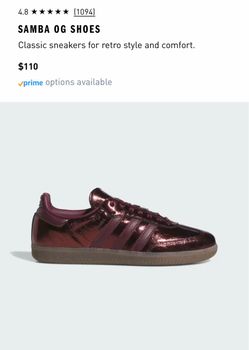 Adidas Samba OG Maroon/Gum Women Sz7