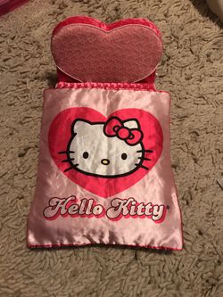 Hello Kitty plush Build-A-Bear bed with satin bed cover