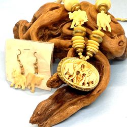 Vintage Brass Elephant Necklace