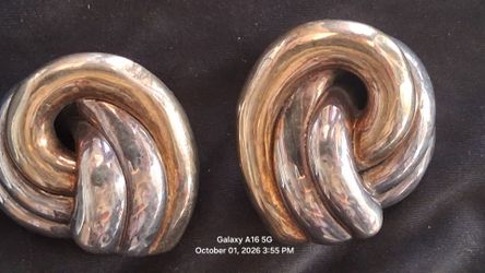 Silver Knot Clip-On Earrings Pair from Israel.