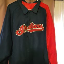 Vintage 90s Starter Jacket Cleveland Indians Diamond Collection Size XXL