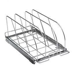 270*Pan and Pot Rack, Expandable Pull Out Under Cabinet Organizer, Cookie Sheet Baking Pans tray Organization, Adjustable Wire Dividers, Steel Lid Hol