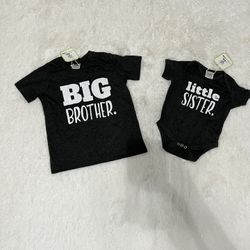 Brand New  Big Brother 4 Year,  And Little Sister 3/6 Months Shirt