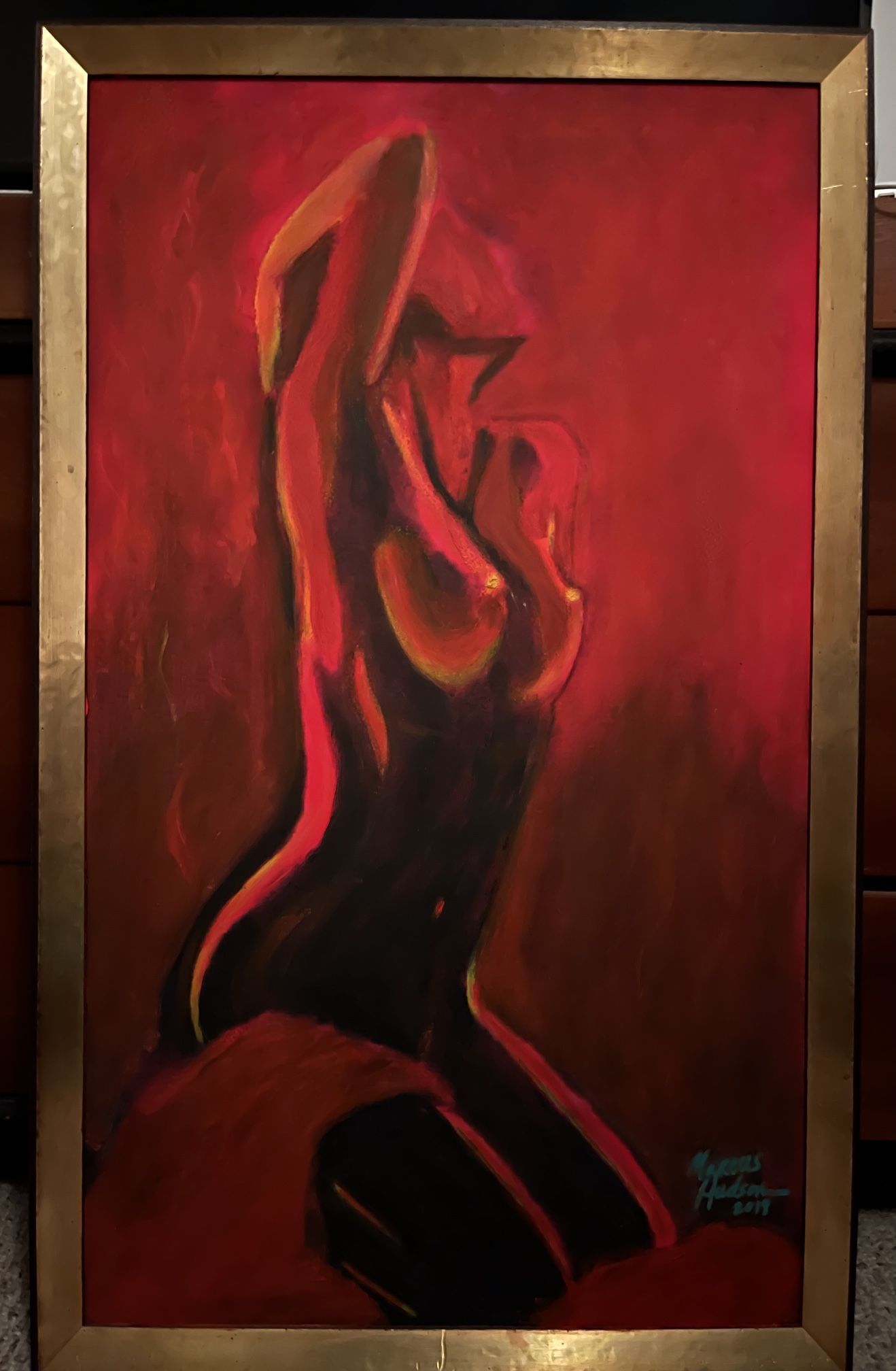 Abstract Nude Female Original Signed Painting By Artist Marcus Hudson