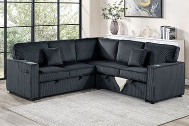 Sleeper Sofa W/Cupholder, Sofa Storage, & USB Ports