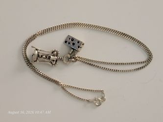 Sterling Silver Chain with  Silver-tone Pendants