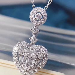 925 Silver Filled Cubic Zircon Heart Shaped Pendant Necklace