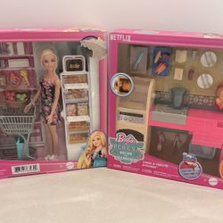 Doll Playset Bundle – Grocery Store & Kitchen Sets with Dolls (2 Boxes)