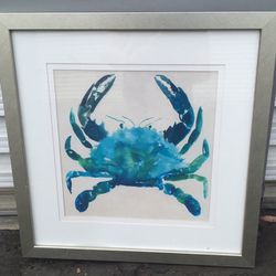 Framed Blue Crab Art Picture 🦀