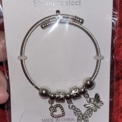Pandora With Butterfly & Heart Charms