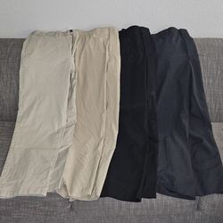 Lot of 4 Size 36x32 Black/Khaki Slacks- Perry Ellis, Van Heusen, Ben Hogan, George Lot