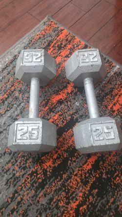 Pair of 25lb dumbbells. Good condition.