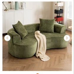 Curved back chanel , 3 seat  modern sofa and olive green