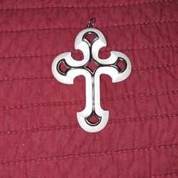 Unique Silver White Enameled Cross Pendant