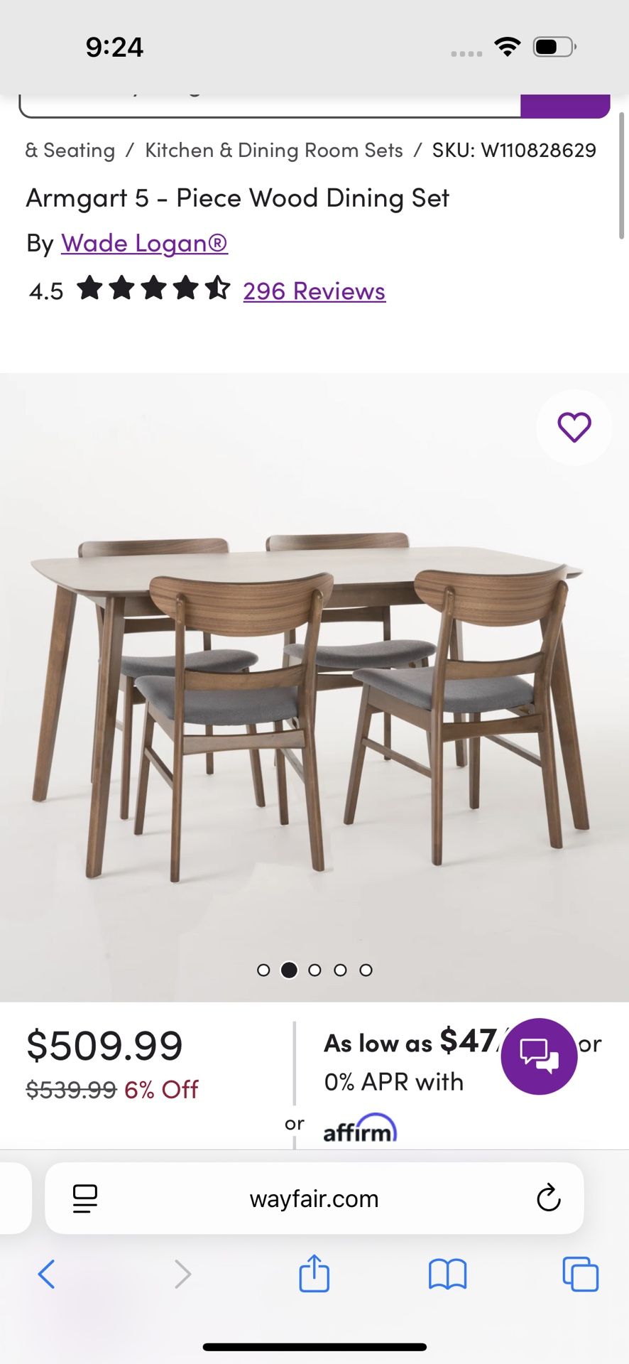 Selling Wayfair dining Table (Armgart 5)