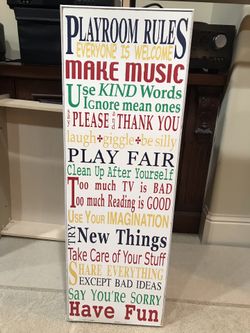 Rustic “Playroom Rules” Wall Decor