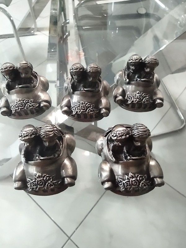 5 Bridal Table Bride/Groom Pewter Car Place Card Holder Just Married License Plate.