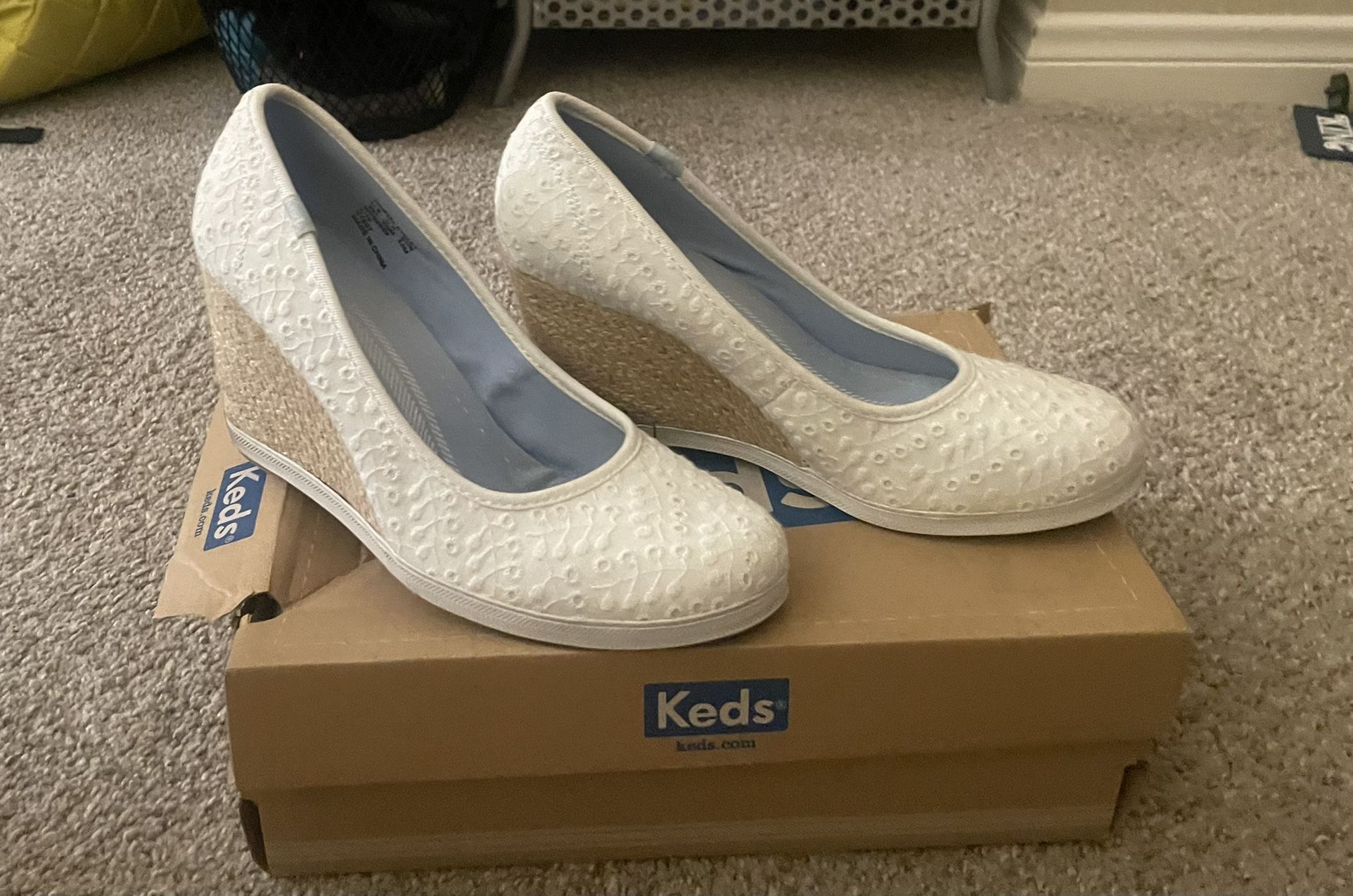 Keds White Wedge Tennis Heels