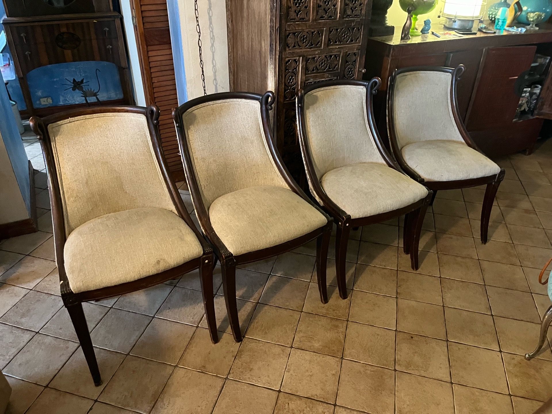Set up for Antique gondola chairs