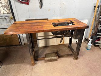 Industrial Sewing Machine Table with Singer electric motor and switch