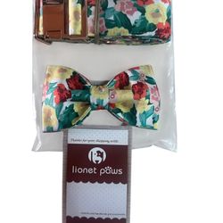 Lionet Paws Dog Collar with Bowtie Durable Adjustable 16"-26" Comfortable Collar