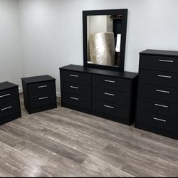 Dresser With Mirror, Chest And Two Nightstands 🌌 Comoda Con Espejo, Gavetero Y Dos Mesitas De Noche 🌌