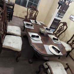 6-8 Seat Dining Room Table And Chairs (reupholstered) 