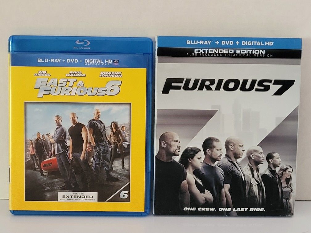(2) Fast & Furious 6 & 7 Blu-Ray/DVD/Digital HD Extended Edition W/Slipcover
Description
Fast & Furious 6-
Vin Diesel, Paul Walker, Dwayne Johnson and