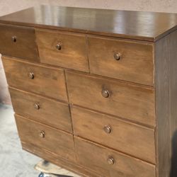 MCM Vintage Wood 9 drawer brown Dresser