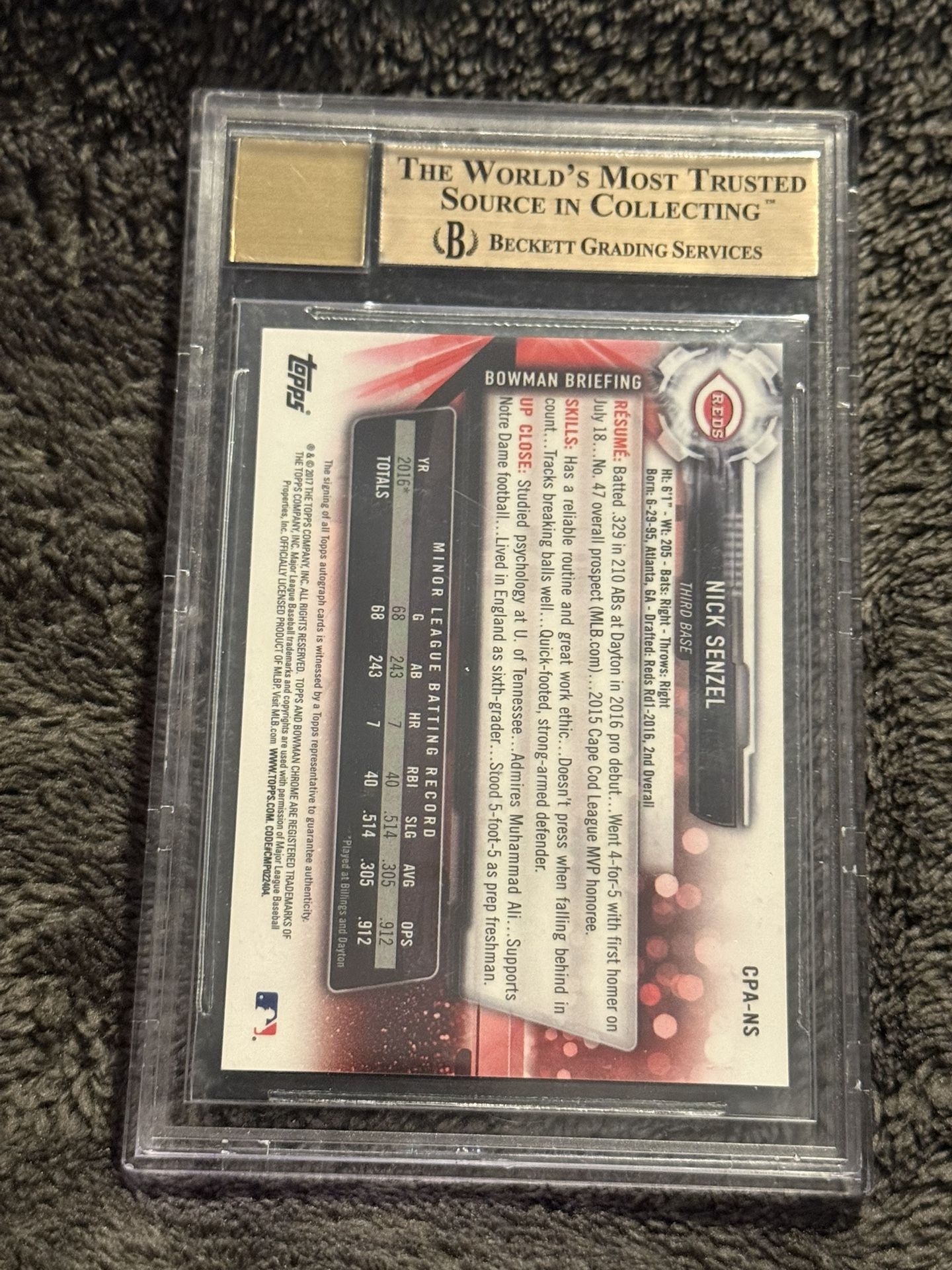 🔥 2017 Bowman Chrome Prospect Auto – Nick Senzel – 1st Bowman
