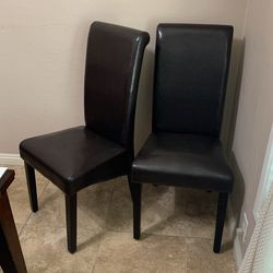 2 Accent Brown Leather Like Chairs