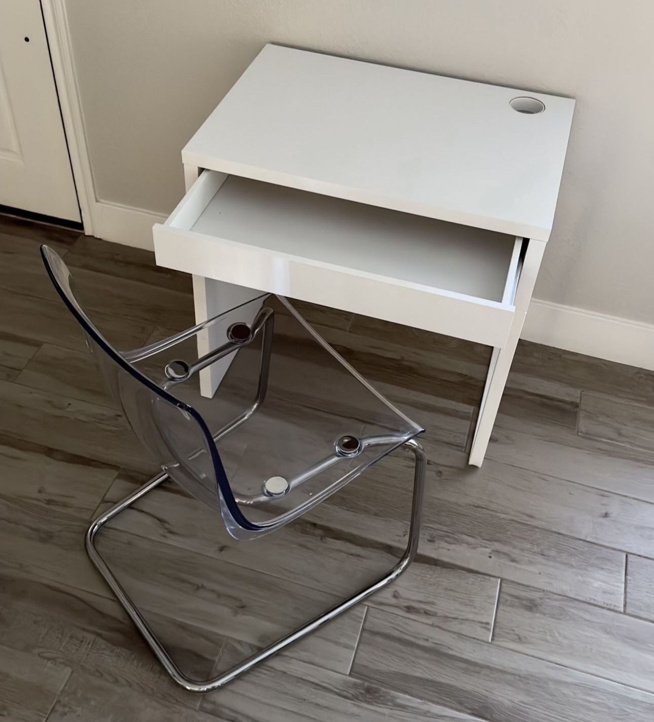 Ikea desk, chair and lighted vanity set 