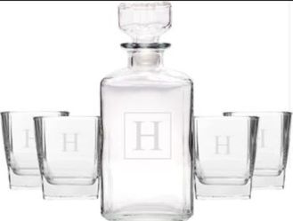 *H* Cathy's Concepts 5pc Monogrammed Decanter Set
