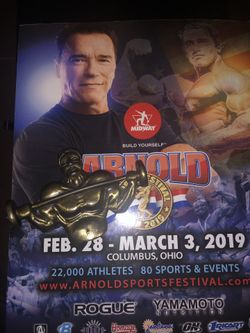 MBCI rare strong man brass belt buckle just in time for Arnold Classic