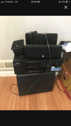 Lnew Denon Receiver surround with Subwoofer and speakers everything goes for $125￼
