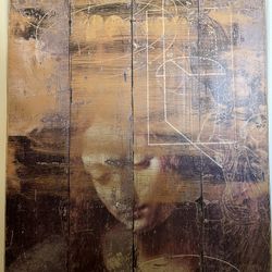Wall Picture of Holy Mother on Four Wood Panels
