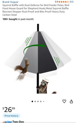 Kuguar Squirrel Baffle with Dual Defense for Bird Feeder Poles. Brand new