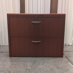 Cherry Finish Two-Drawer Lateral Filing Cabinet