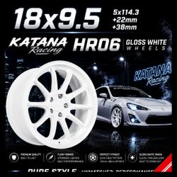 🔥 Katana Racing HR06 Gloss White Wheels – 18x9.5 | 5x114.3 | +22mm / +38mm 🔥
