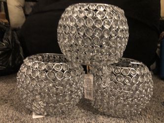 NWT Set of 3 Style Selections Ladura Crystal Globe Light Shades