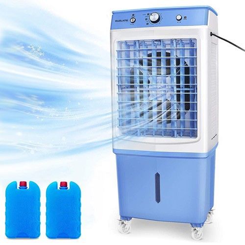 Portable 3-in-1 Fan with Cooling, Humidification and Purification Functions 3 Wind Speeds Adjustable 12 Gallon Water Tank - Blue