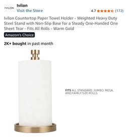 Ivilon Countertop Paper Towel Holder Warm Gold