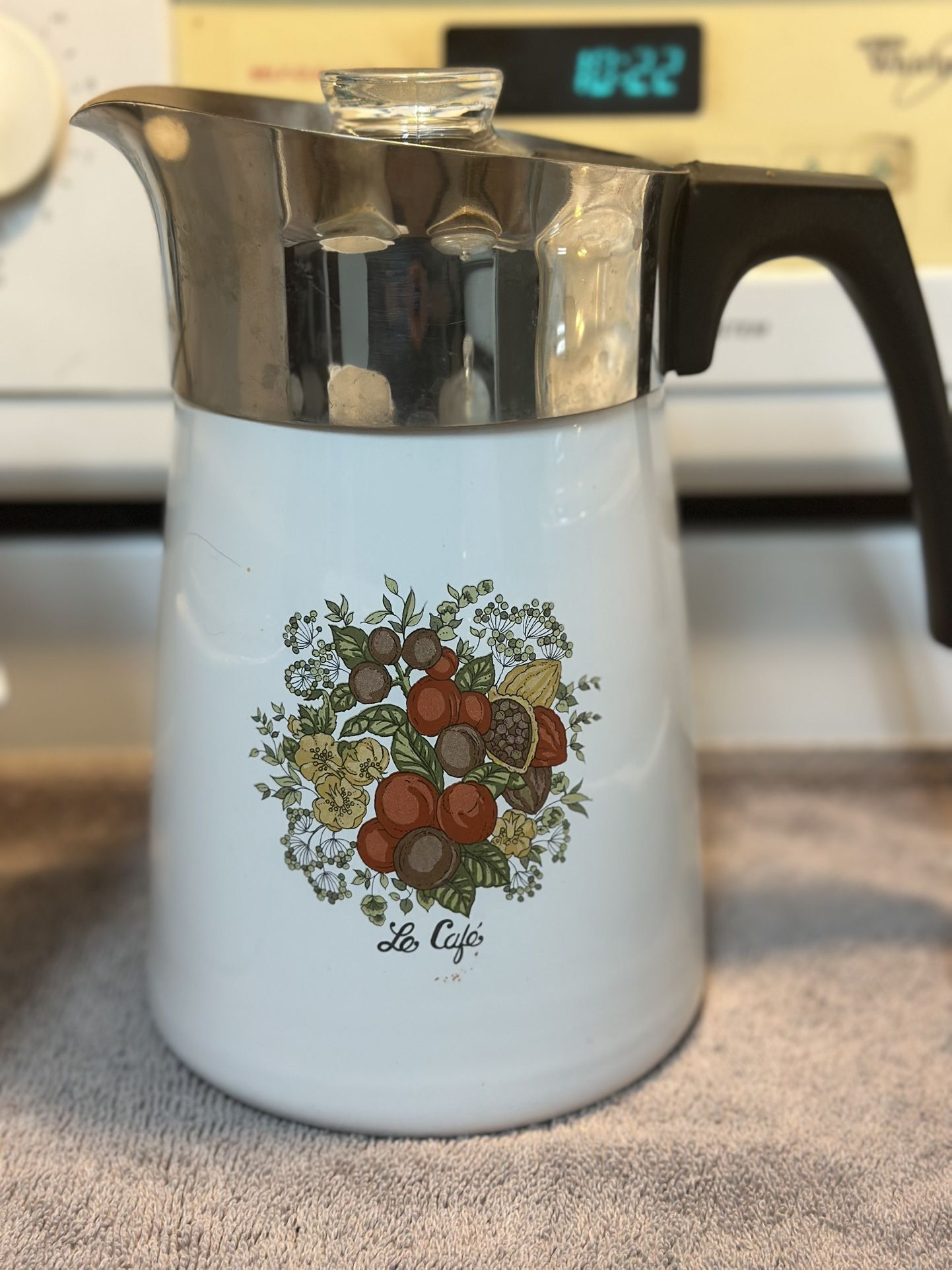 VINTAGE CORNING WARE SPICE OF LIFE "LE CAFE" 10-CUP CERAMIC COFFEE POT STOVE TOP