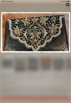 Black velvet zardosi evening clutch