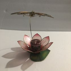 Butterfly with Pink Flower Candle Holder