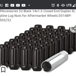 DPAccessories 32 Black 14x1.5 Closed End Duplex XL Spline Lug Nuts