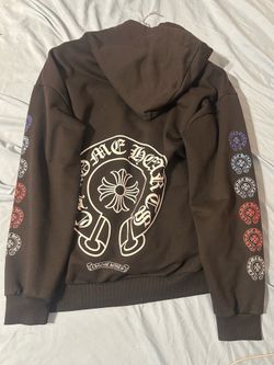 Chrome heart zip up sweater
